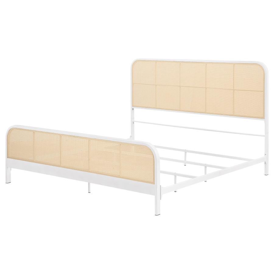 Lanewood Open Cane Webbing Metal Eastern King Bed White view 4
