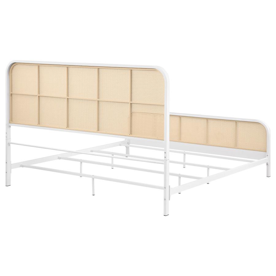 Lanewood Open Cane Webbing Metal Eastern King Bed White view 7