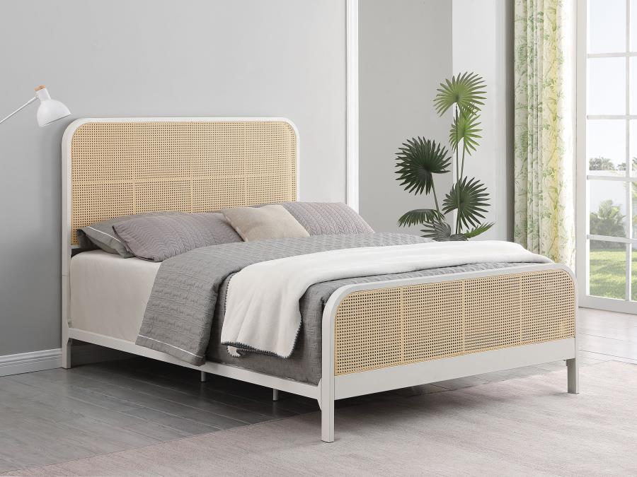 Lanewood Open Cane Webbing Metal Queen Bed White view 2