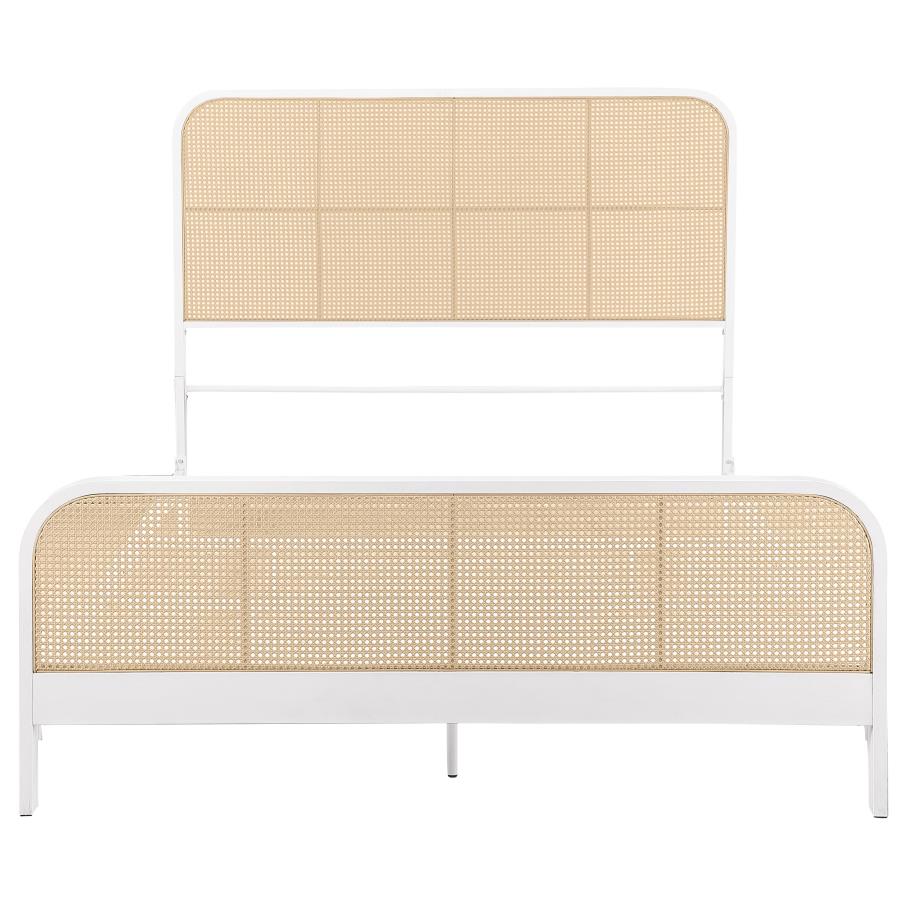 Lanewood Open Cane Webbing Metal Queen Bed White view 3