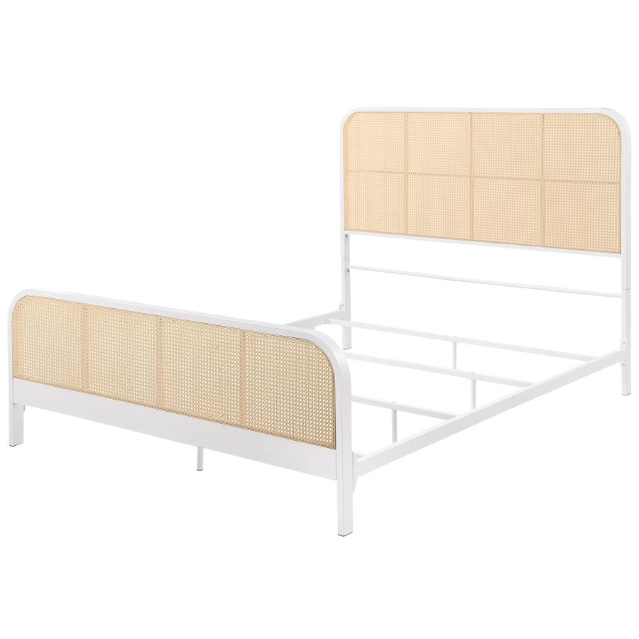 Lanewood Open Cane Webbing Metal Queen Bed White view 4