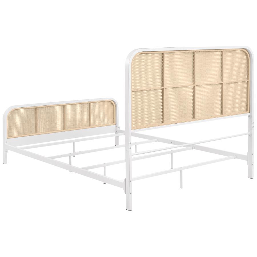 Lanewood Open Cane Webbing Metal Queen Bed White view 6
