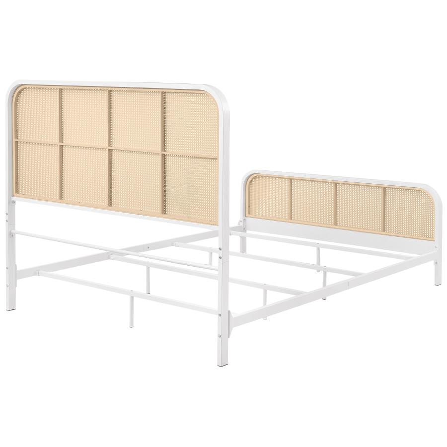 Lanewood Open Cane Webbing Metal Queen Bed White view 7