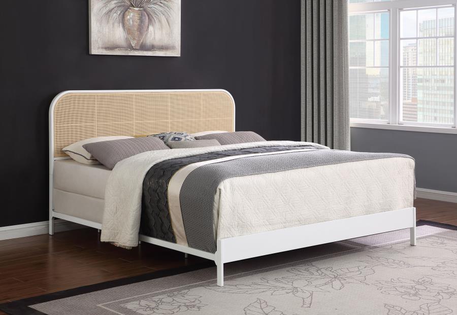 Amherst Radio Weave Rattan Metal Eastern King Bed White view 2