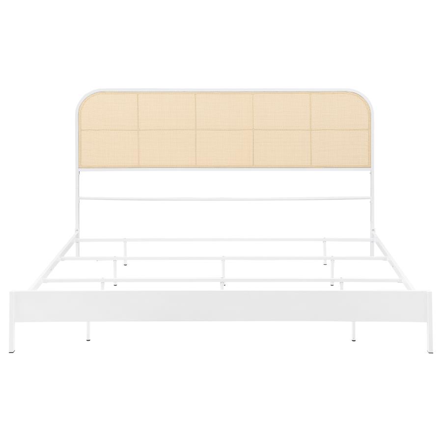 Amherst Radio Weave Rattan Metal Eastern King Bed White view 3