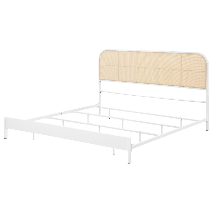 Amherst Radio Weave Rattan Metal Eastern King Bed White view 4