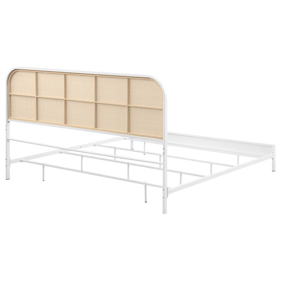 Amherst Radio Weave Rattan Metal Eastern King Bed White view 7