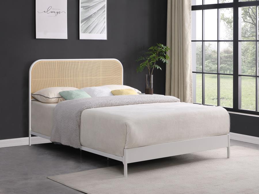Amherst Radio Weave Rattan Metal Queen Bed White view 2