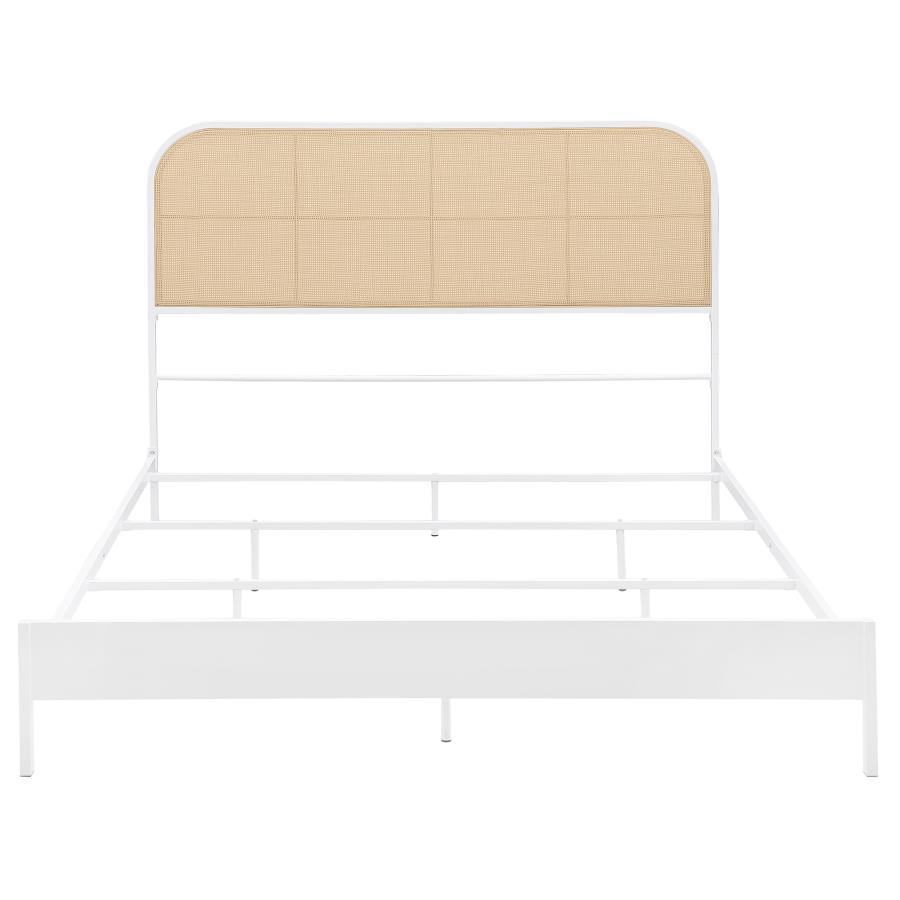 Amherst Radio Weave Rattan Metal Queen Bed White view 3