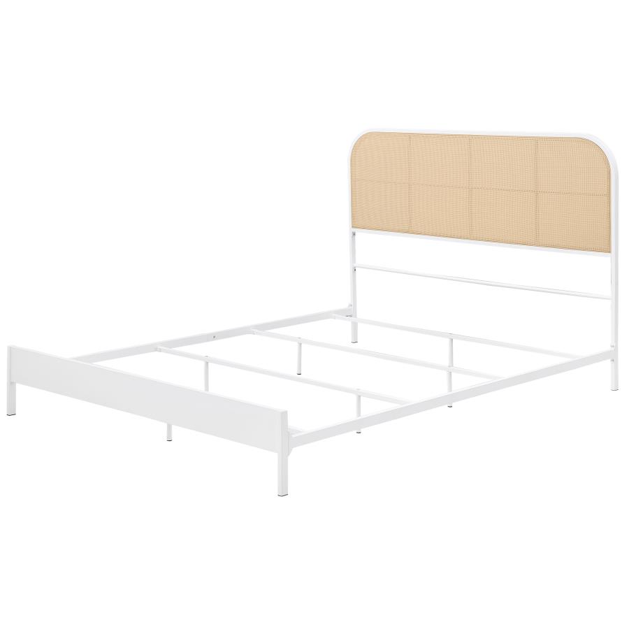 Amherst Radio Weave Rattan Metal Queen Bed White view 4