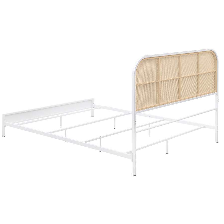 Amherst Radio Weave Rattan Metal Queen Bed White view 6