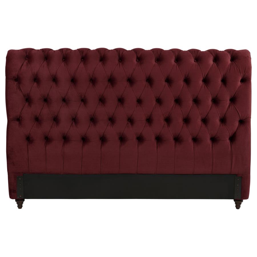 Devon 57-inch Upholstered Eastern King Headboard Wine Red view 2