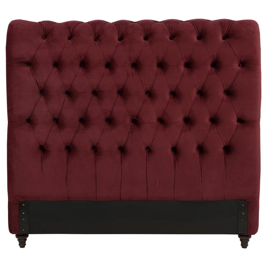 Devon 57-inch Upholstered Queen Headboard Wine Red view 2