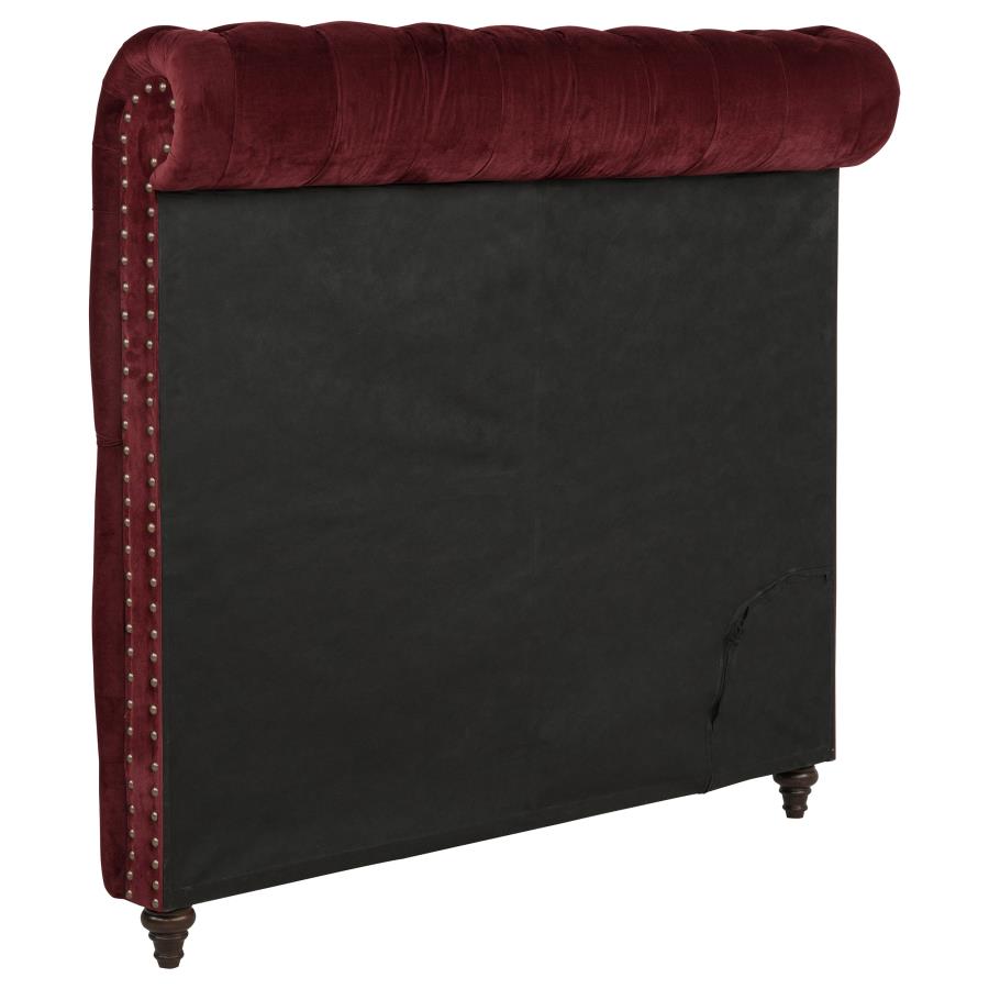 Devon 57-inch Upholstered Queen Headboard Wine Red view 3