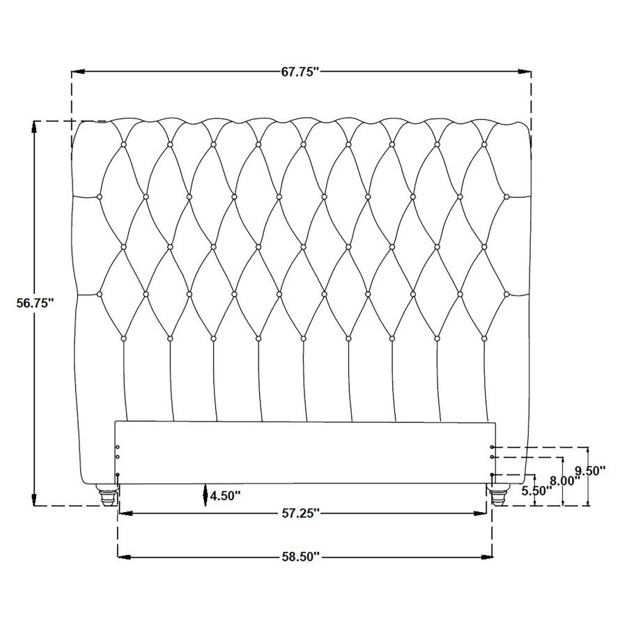 Devon 57-inch Upholstered Queen Headboard Wine Red view 5