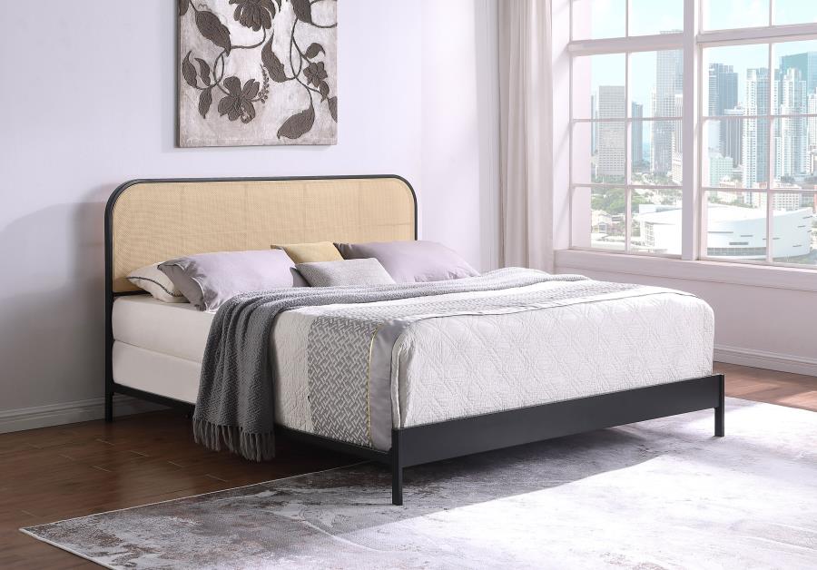 Amherst Radio Weave Rattan Metal Eastern King Bed Black view 2