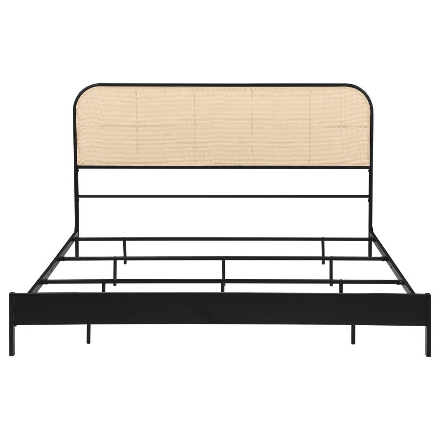 Amherst Radio Weave Rattan Metal Eastern King Bed Black view 3