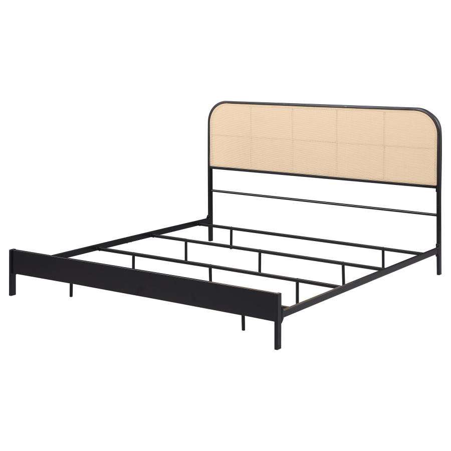 Amherst Radio Weave Rattan Metal Eastern King Bed Black view 4