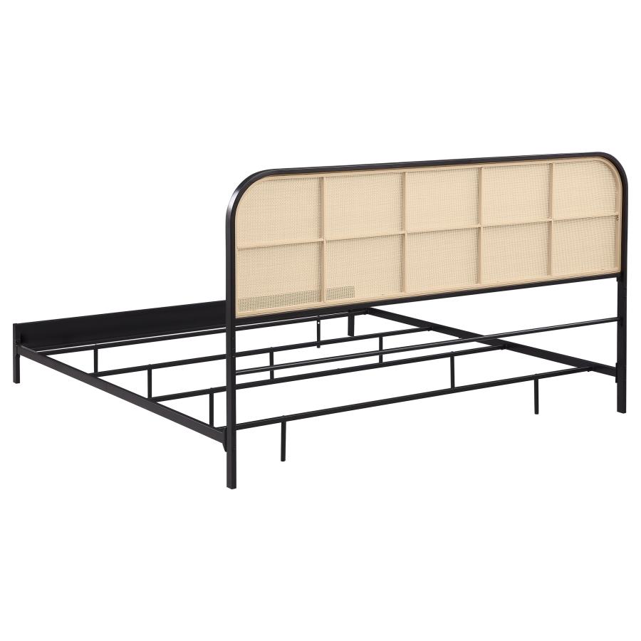 Amherst Radio Weave Rattan Metal Eastern King Bed Black view 6
