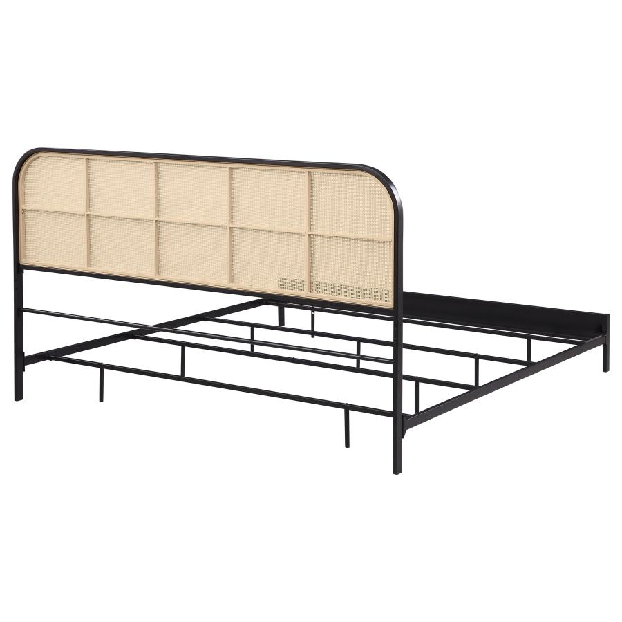 Amherst Radio Weave Rattan Metal Eastern King Bed Black view 7