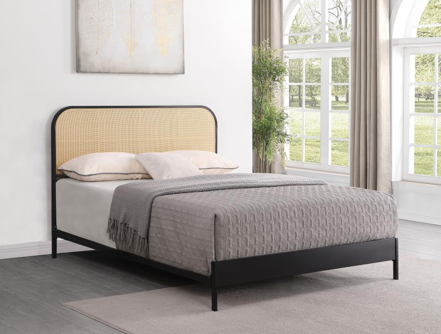 Amherst Radio Weave Rattan Metal Queen Bed Black view 2