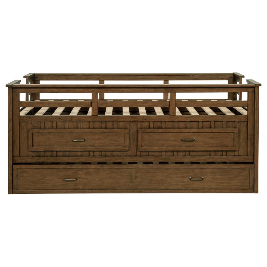 Carlsbad Wood Twin Captains Bed With Trundle Medium Brown view 5