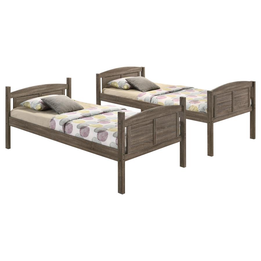 Flynn Wood Twin Over Twin Bunk Bed Weathered Brown view 6