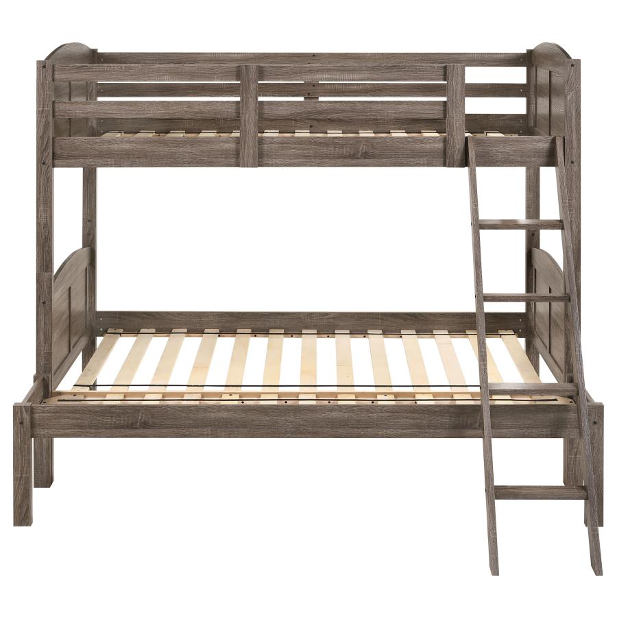 Flynn Wood Twin Over Full Bunk Bed Weathered Brown view 3