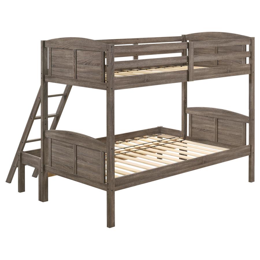 Flynn Wood Twin Over Full Bunk Bed Weathered Brown view 4