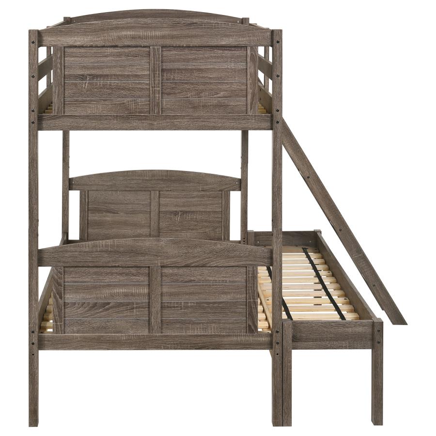 Flynn Wood Twin Over Full Bunk Bed Weathered Brown view 5