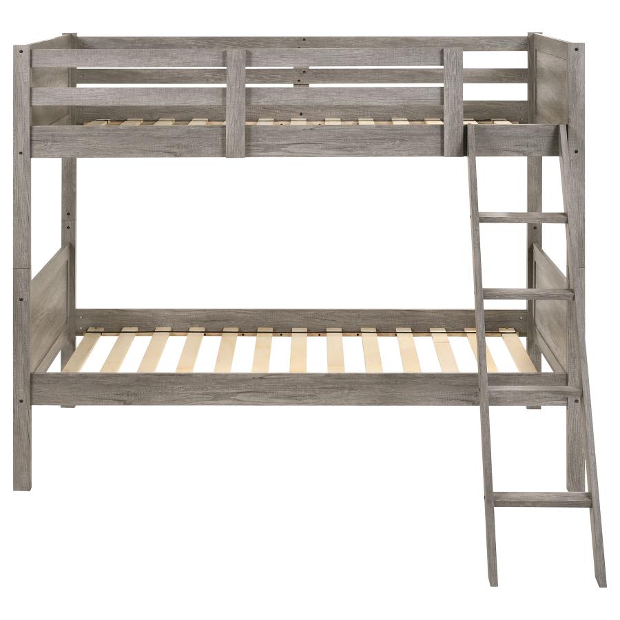 Ryder Wood Twin Over Twin Bunk Bed Weathered Taupe view 3