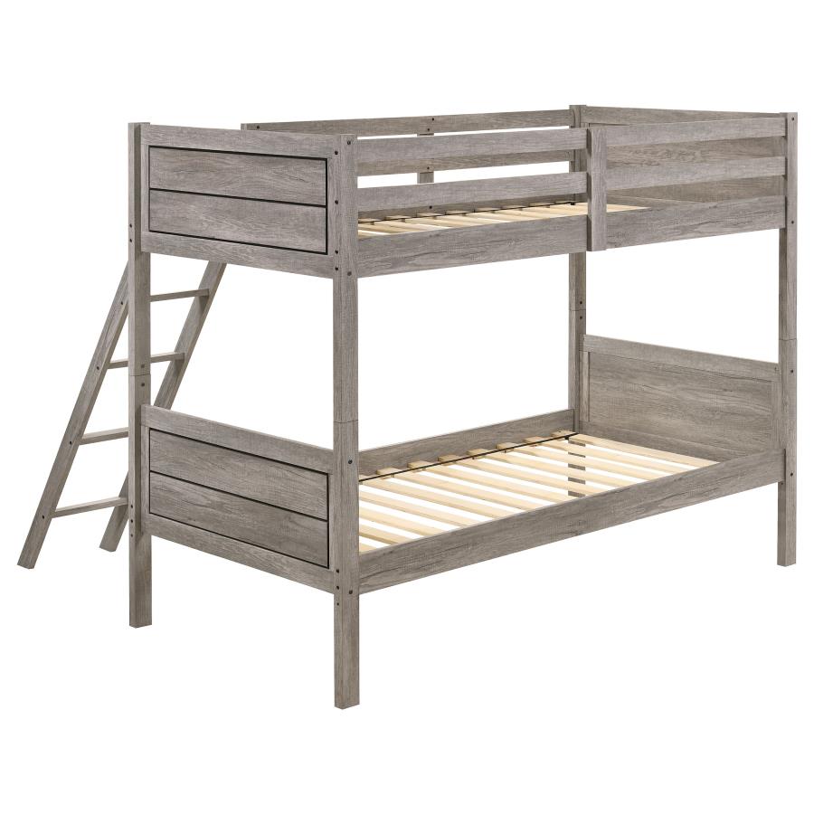 Ryder Wood Twin Over Twin Bunk Bed Weathered Taupe view 4