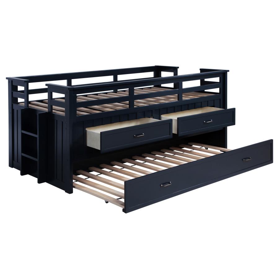 Carlsbad Wood Twin Captains Bed With Trundle Navy Blue view 4
