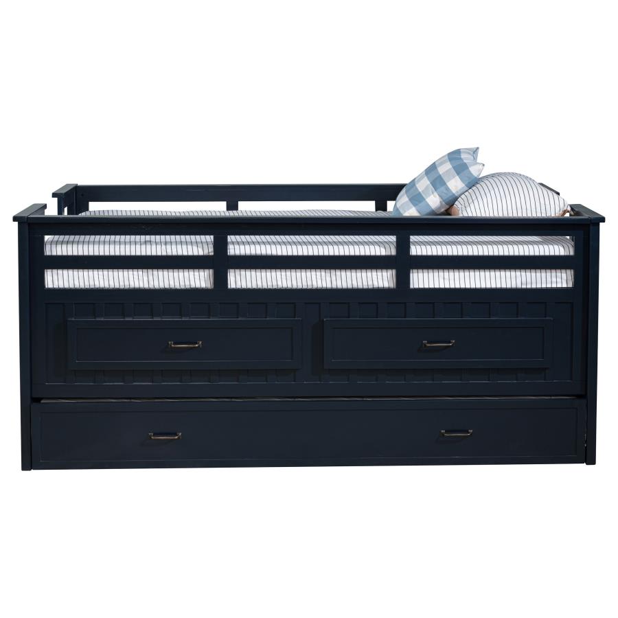 Carlsbad Wood Twin Captains Bed With Trundle Navy Blue view 5