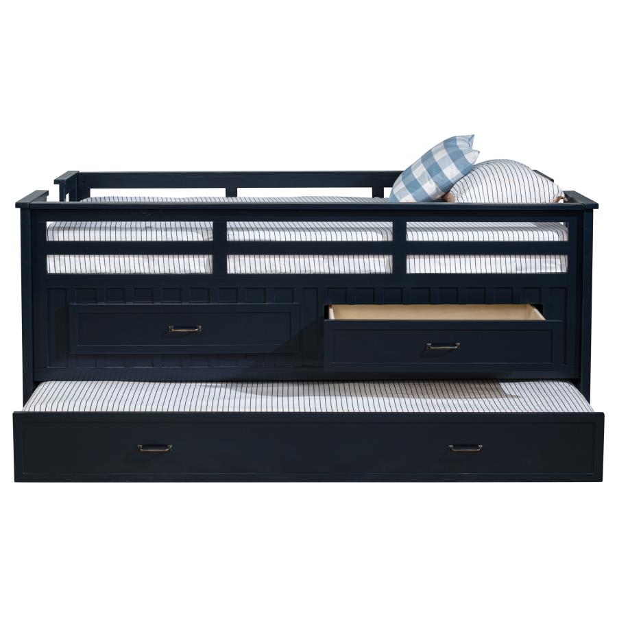 Carlsbad Wood Twin Captains Bed With Trundle Navy Blue view 6