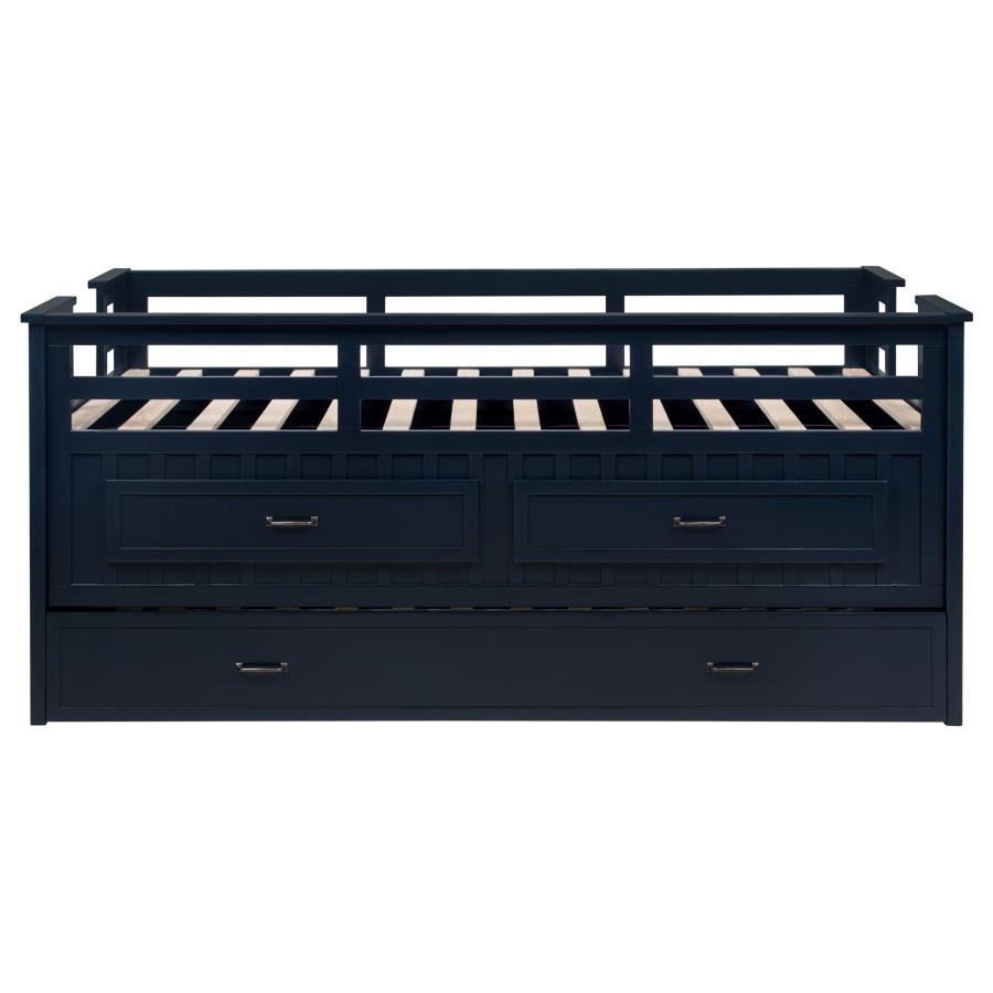 Carlsbad Wood Twin Captains Bed With Trundle Navy Blue view 7