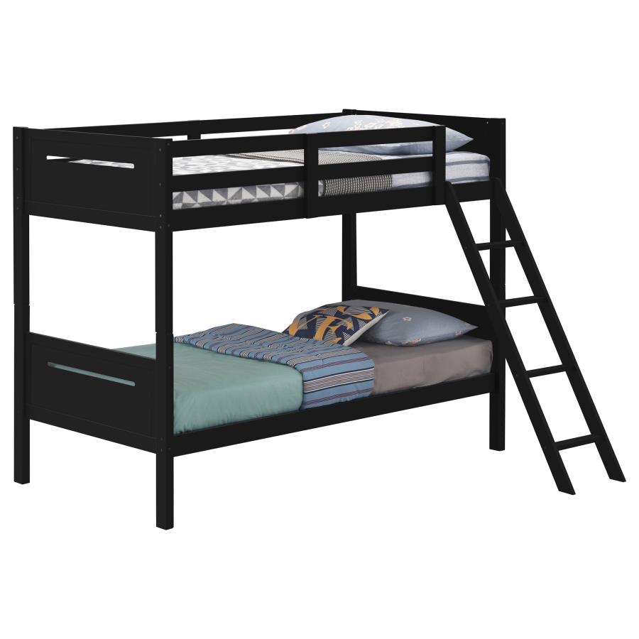 Littleton Wood Twin Over Twin Bunk Bed Black view 3