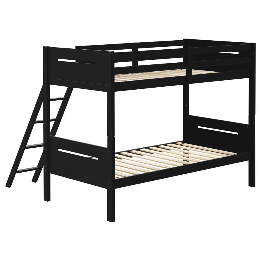 Littleton Wood Twin Over Twin Bunk Bed Black view 4
