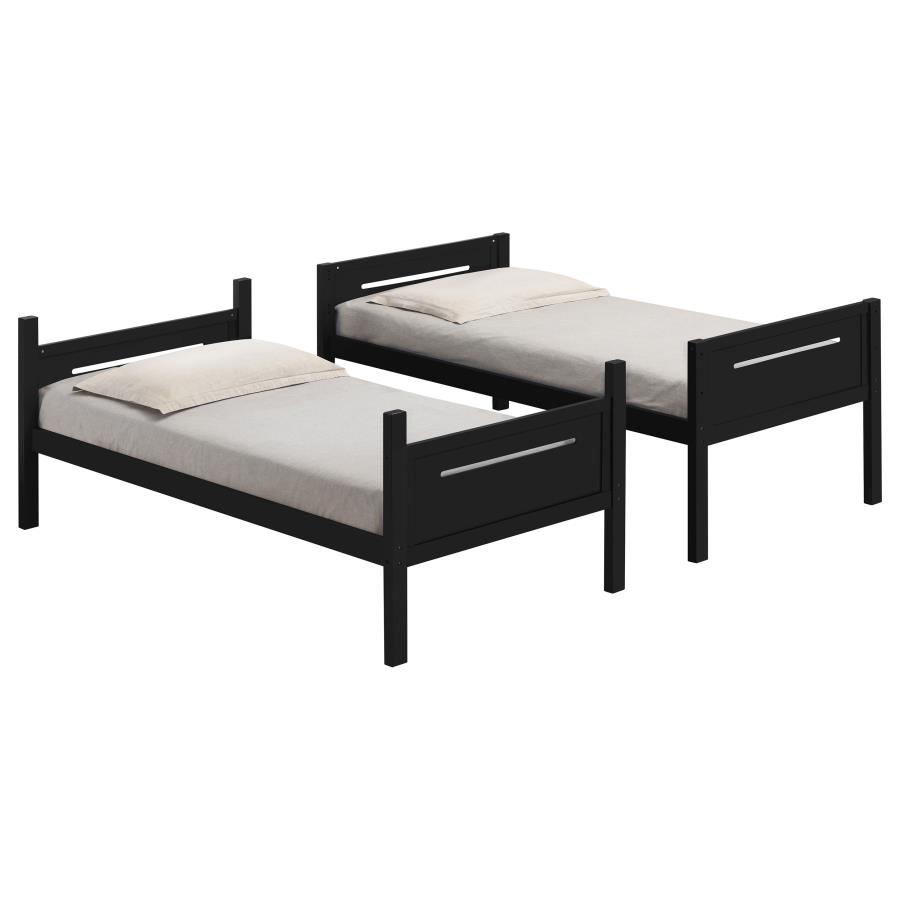 Littleton Wood Twin Over Twin Bunk Bed Black view 5