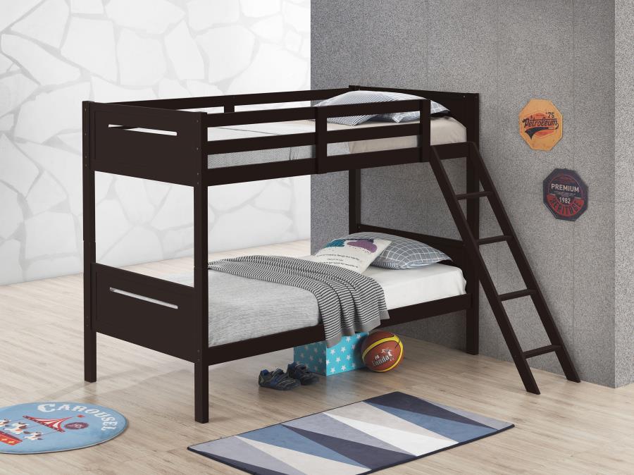 Littleton Wood Twin Over Twin Bunk Bed Espresso view 2
