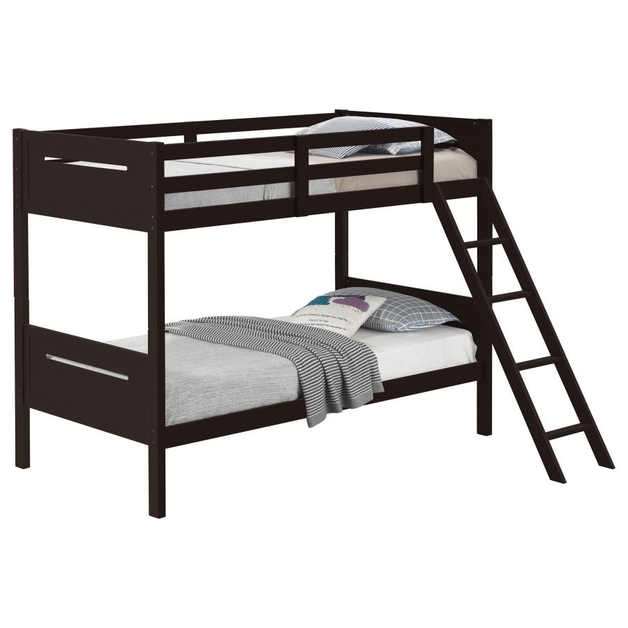 Littleton Wood Twin Over Twin Bunk Bed Espresso view 3