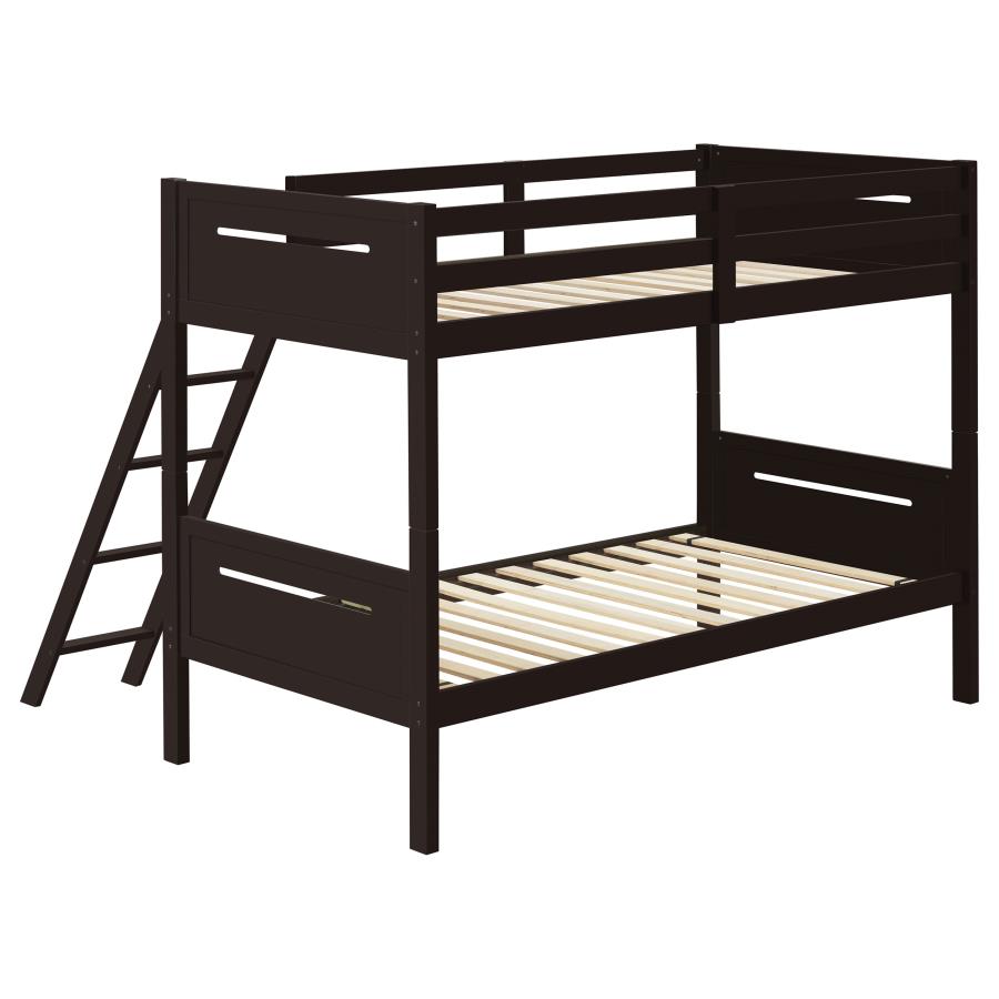 Littleton Wood Twin Over Twin Bunk Bed Espresso view 4