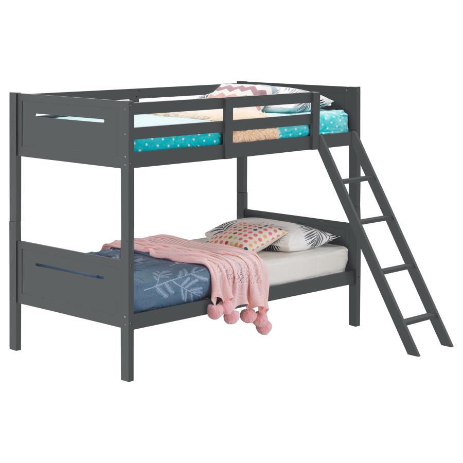 Littleton Wood Twin Over Twin Bunk Bed Grey view 3