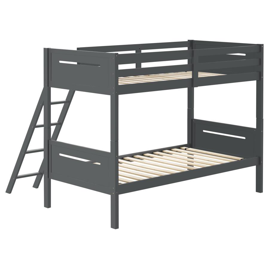 Littleton Wood Twin Over Twin Bunk Bed Grey view 4