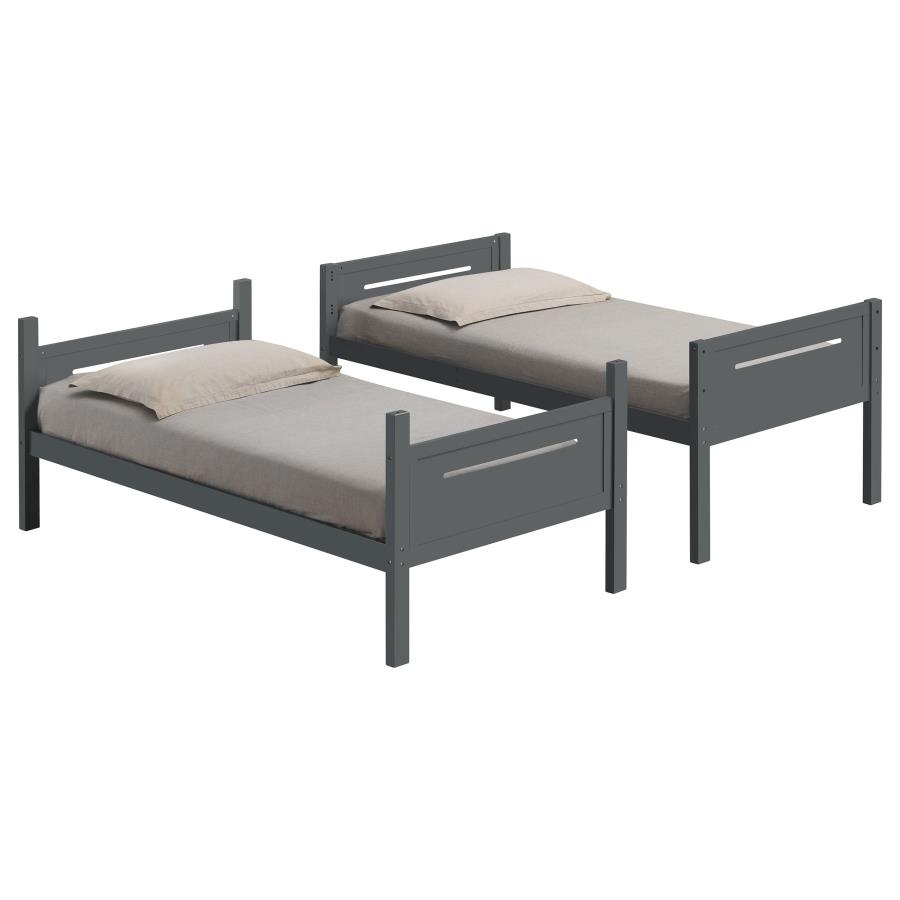 Littleton Wood Twin Over Twin Bunk Bed Grey view 5