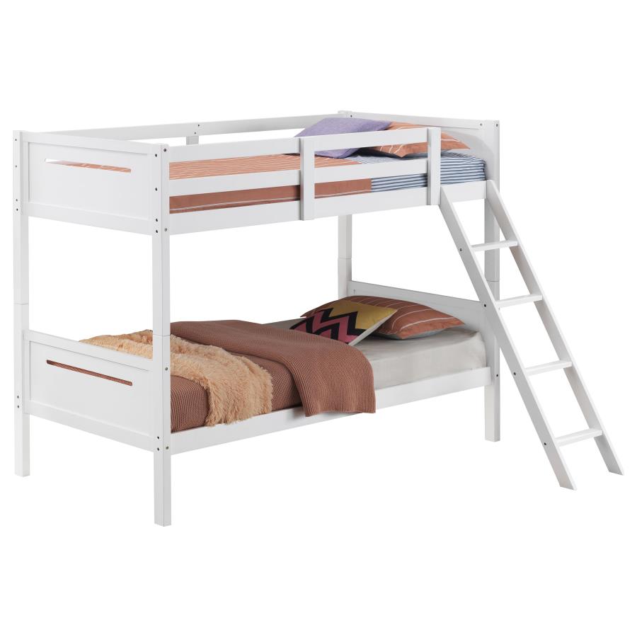 Littleton Wood Twin Over Twin Bunk Bed White view 3