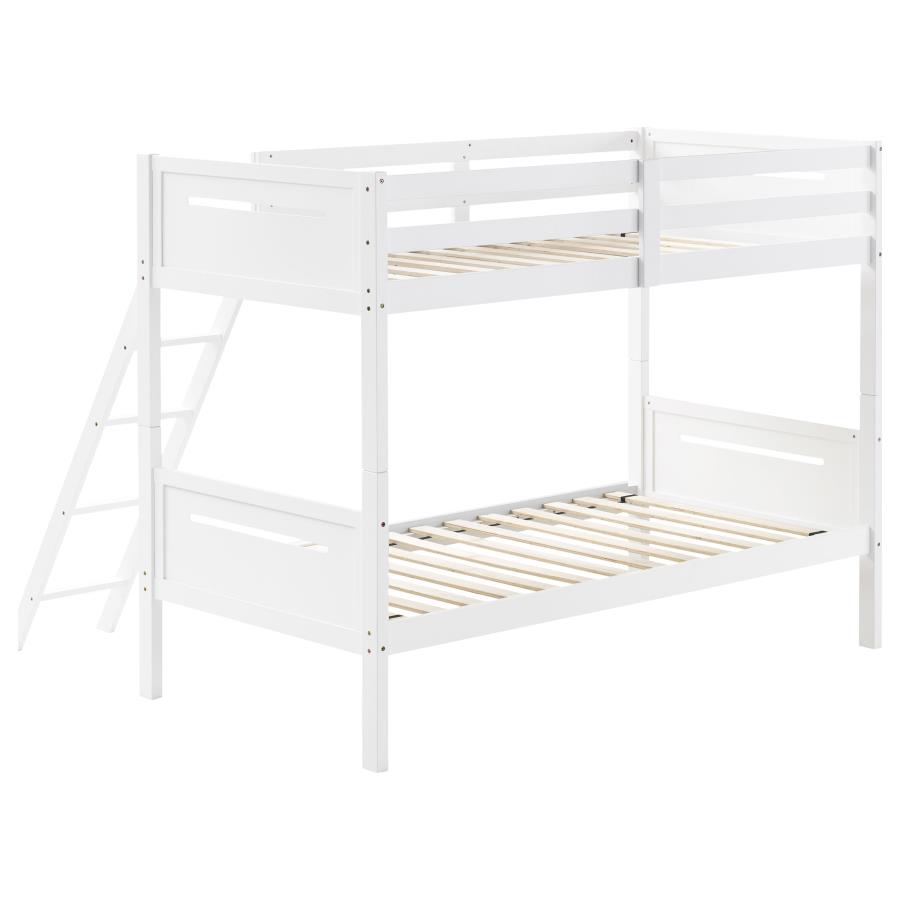 Littleton Wood Twin Over Twin Bunk Bed White view 4