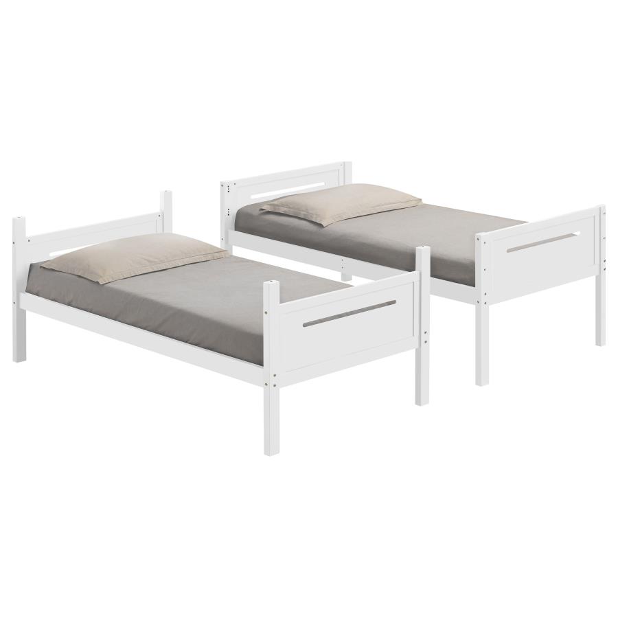 Littleton Wood Twin Over Twin Bunk Bed White view 5