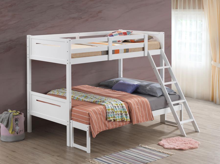 Littleton Wood Twin Over Full Bunk Bed White view 2