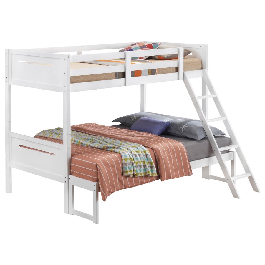 Littleton Wood Twin Over Full Bunk Bed White view 3